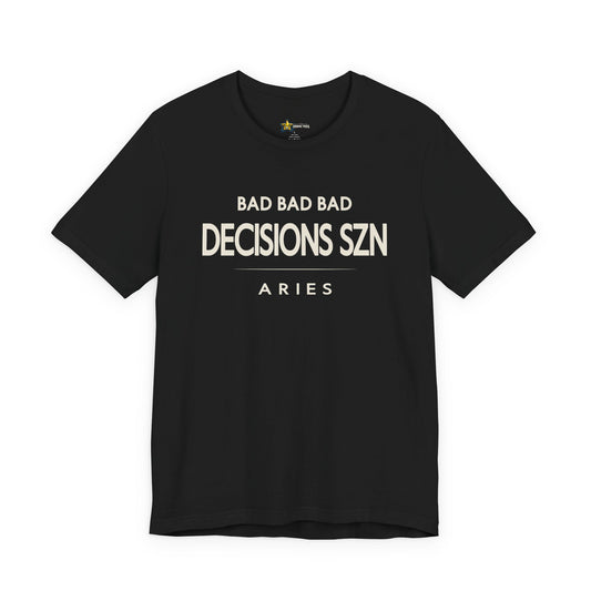 Aries astrology t-shirt with bold typography quote on black background