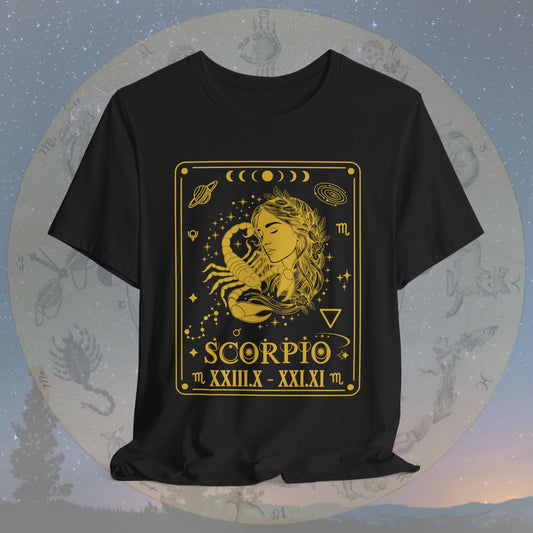 Scorpio Zodiac Sign Roman Dates Tarot T-Shirt