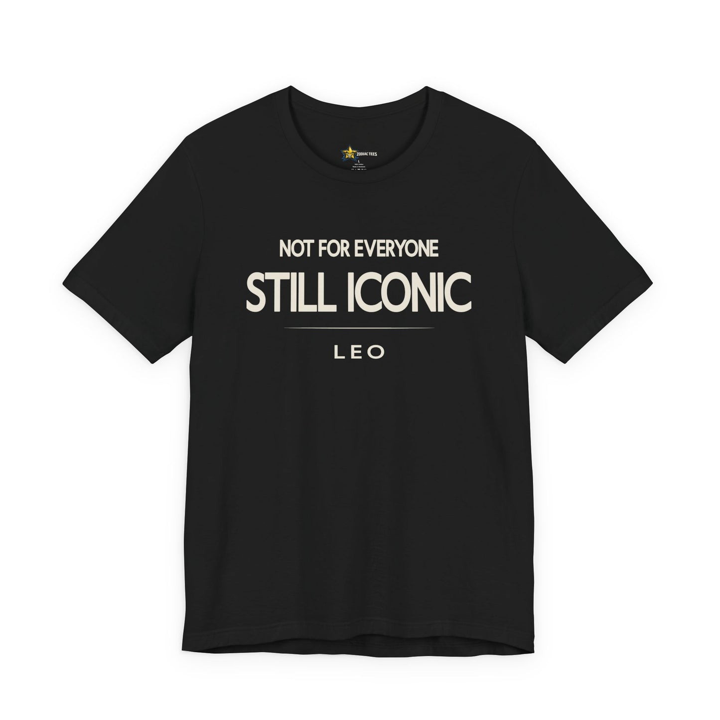 Leo astrology t-shirt with bold typography quote on black background