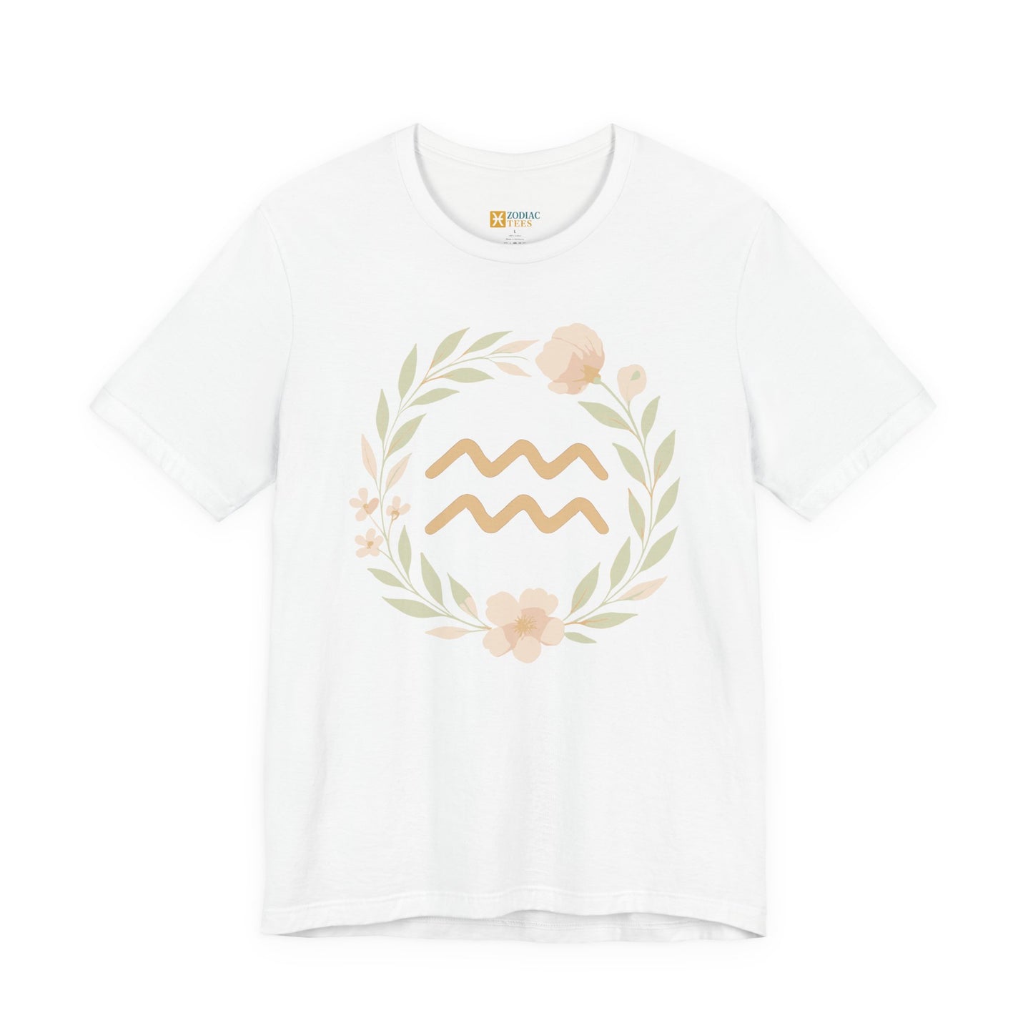 Aquarius Floral Symbol Zodiac T-Shirt – Gentle Air Sign Energy Tee