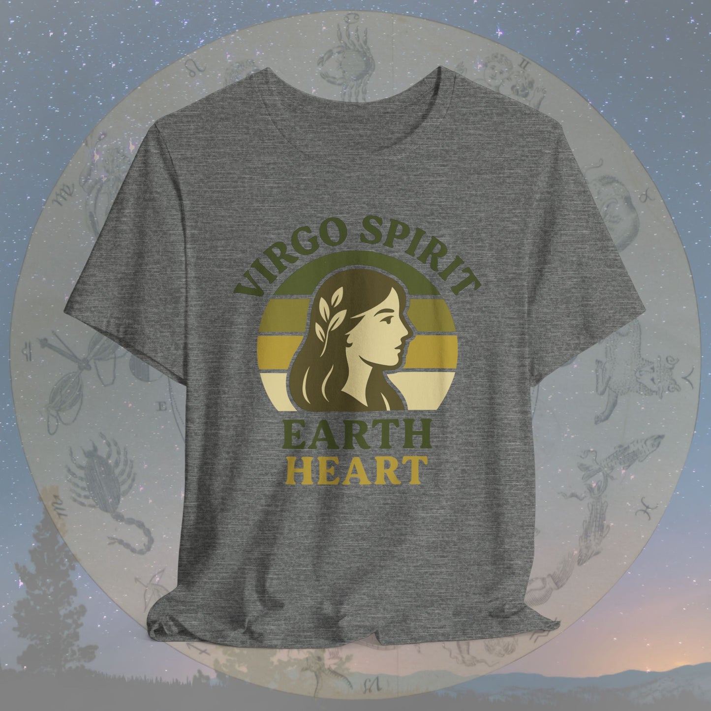 Retro Sunset Earth Heart Virgo Spirit T-Shirt