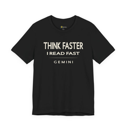 Gemini astrology t-shirt with bold typography quote on black background