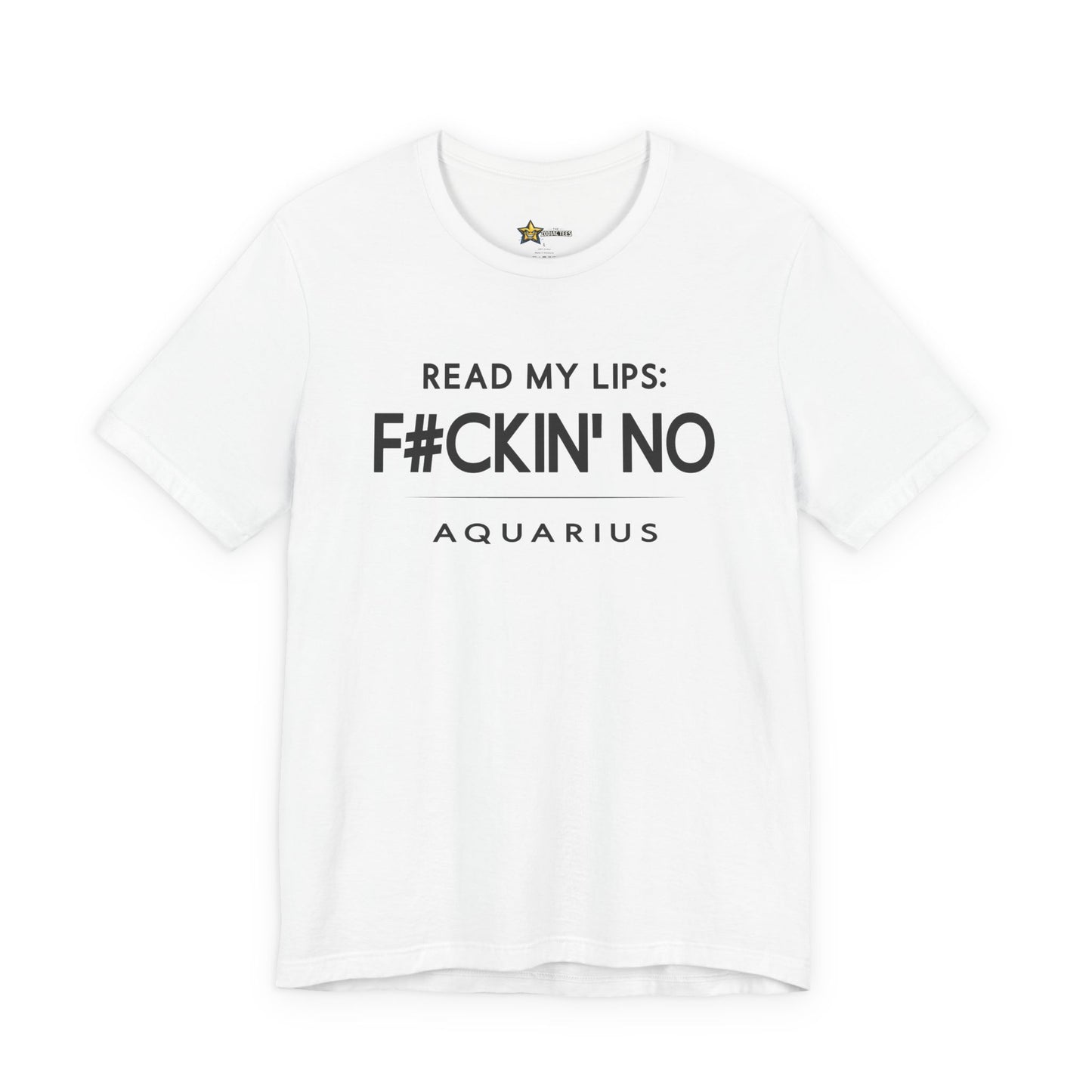 Aquarius astrology t-shirt with bold typography quote on white background