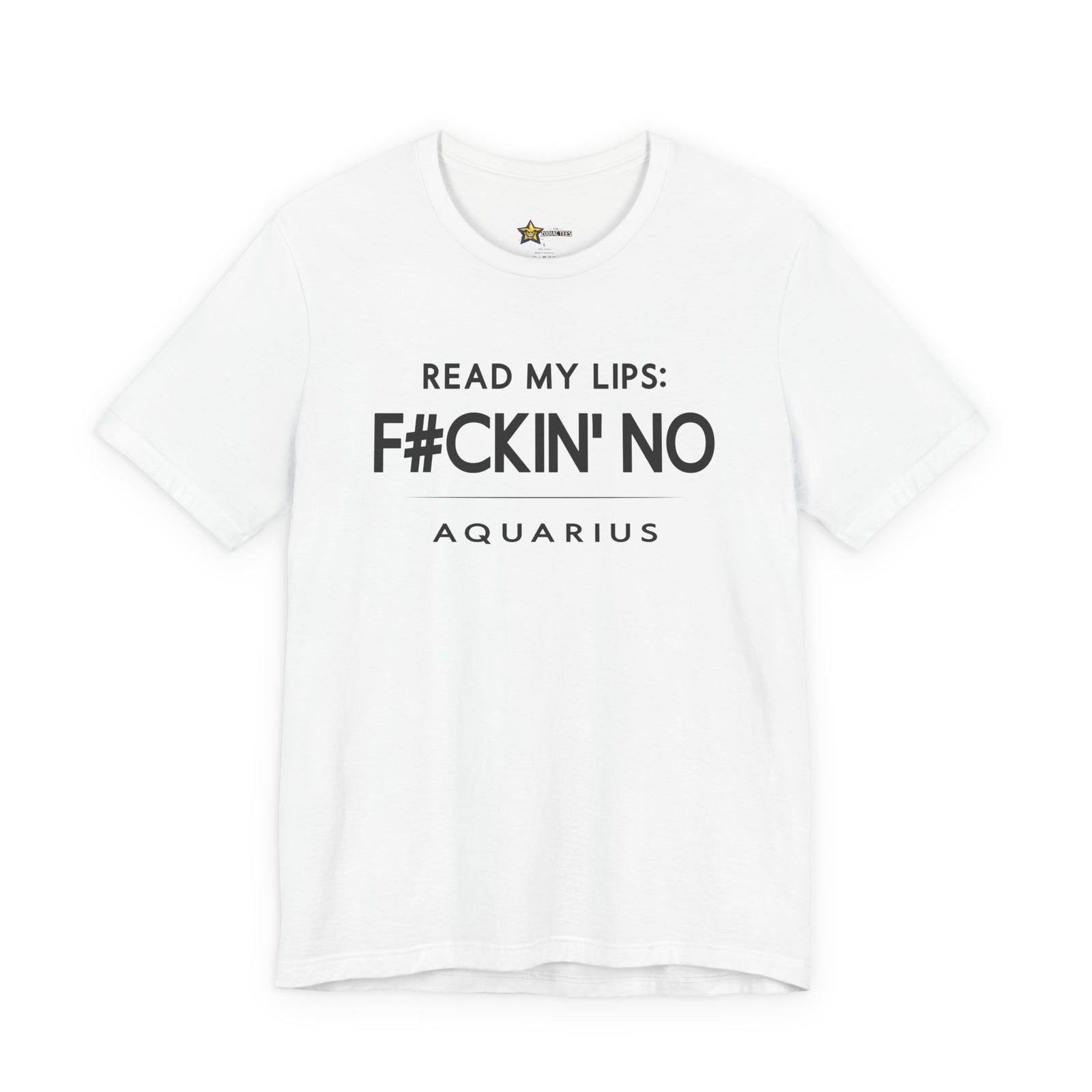 Aquarius astrology t-shirt with bold typography quote on white background