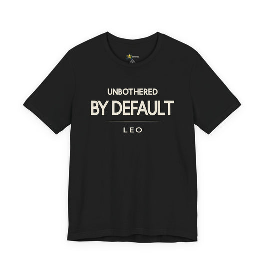 Leo astrology t-shirt with bold typography quote on black background