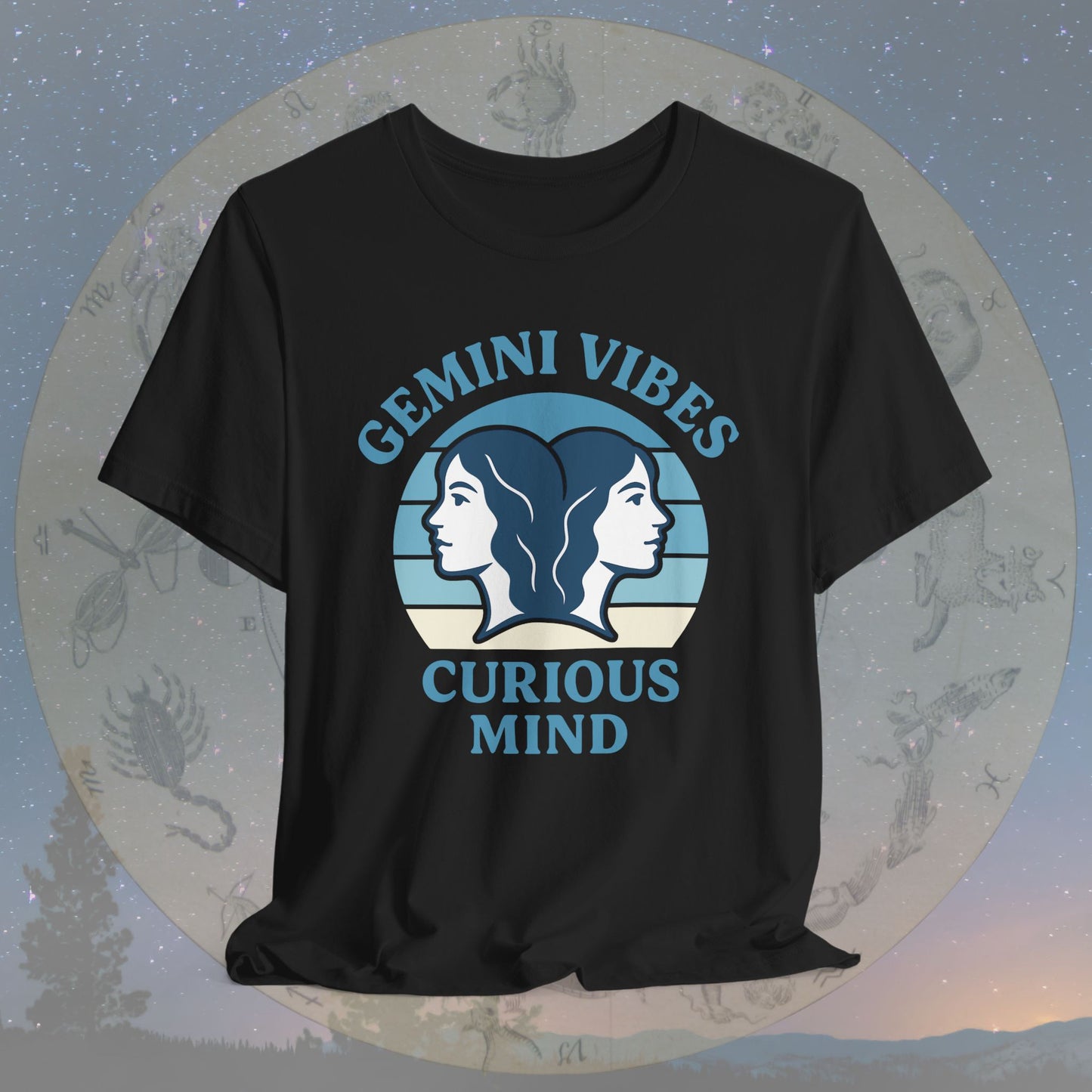 Retro Sunset Curious Gemini Vibes T-Shirt