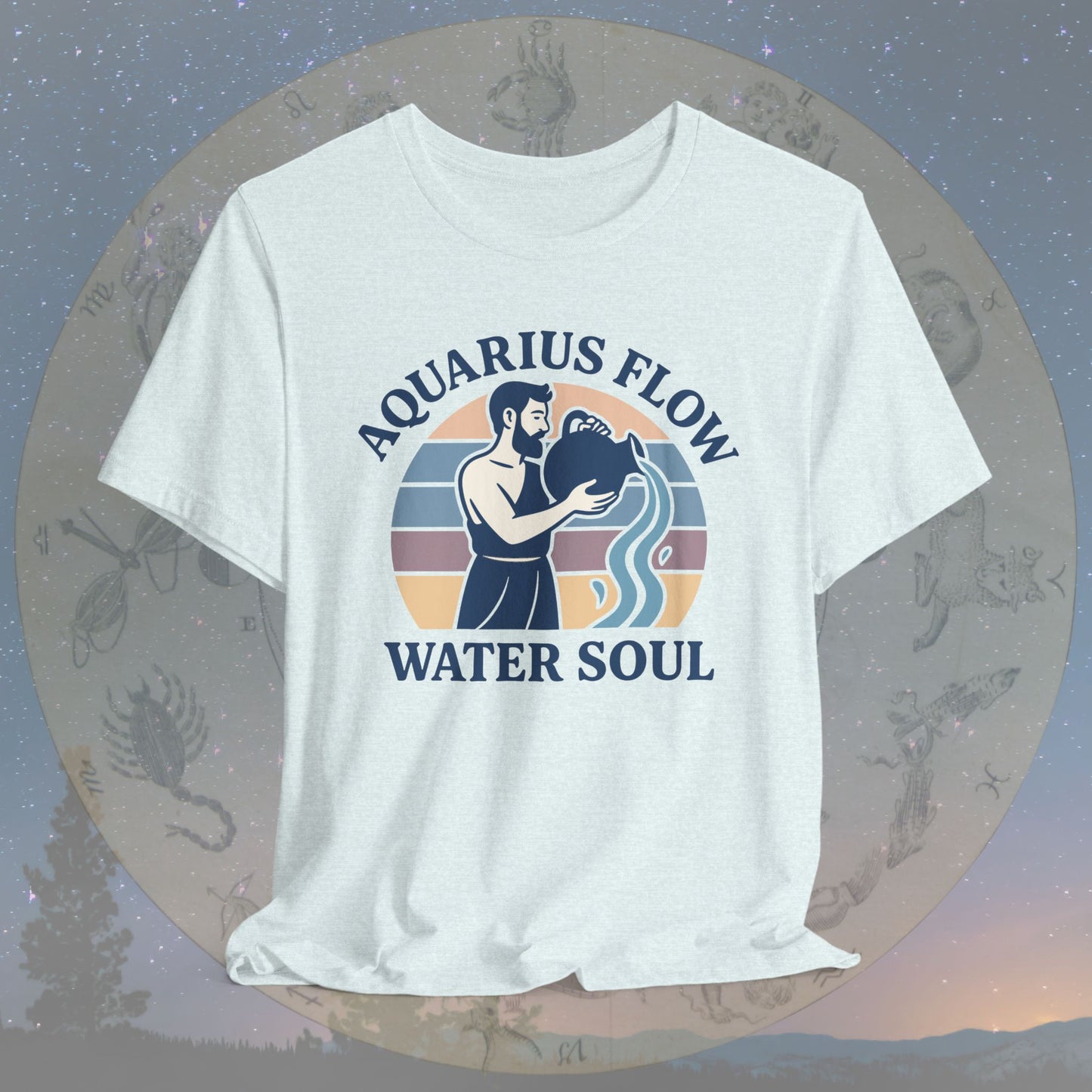 Retro Sunset Water Soul Aquarius Flow T-Shirt