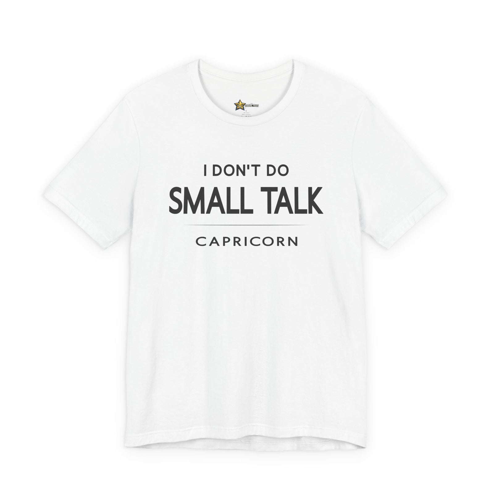 Capricorn astrology t-shirt with bold typography quote on white background