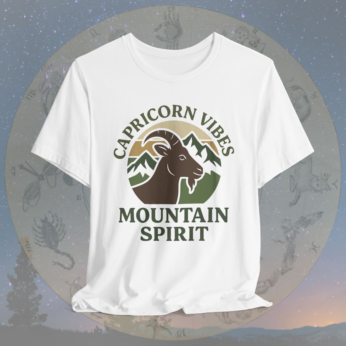 Retro Sunset Mountain Spirit Capricorn Vibes T-Shirt