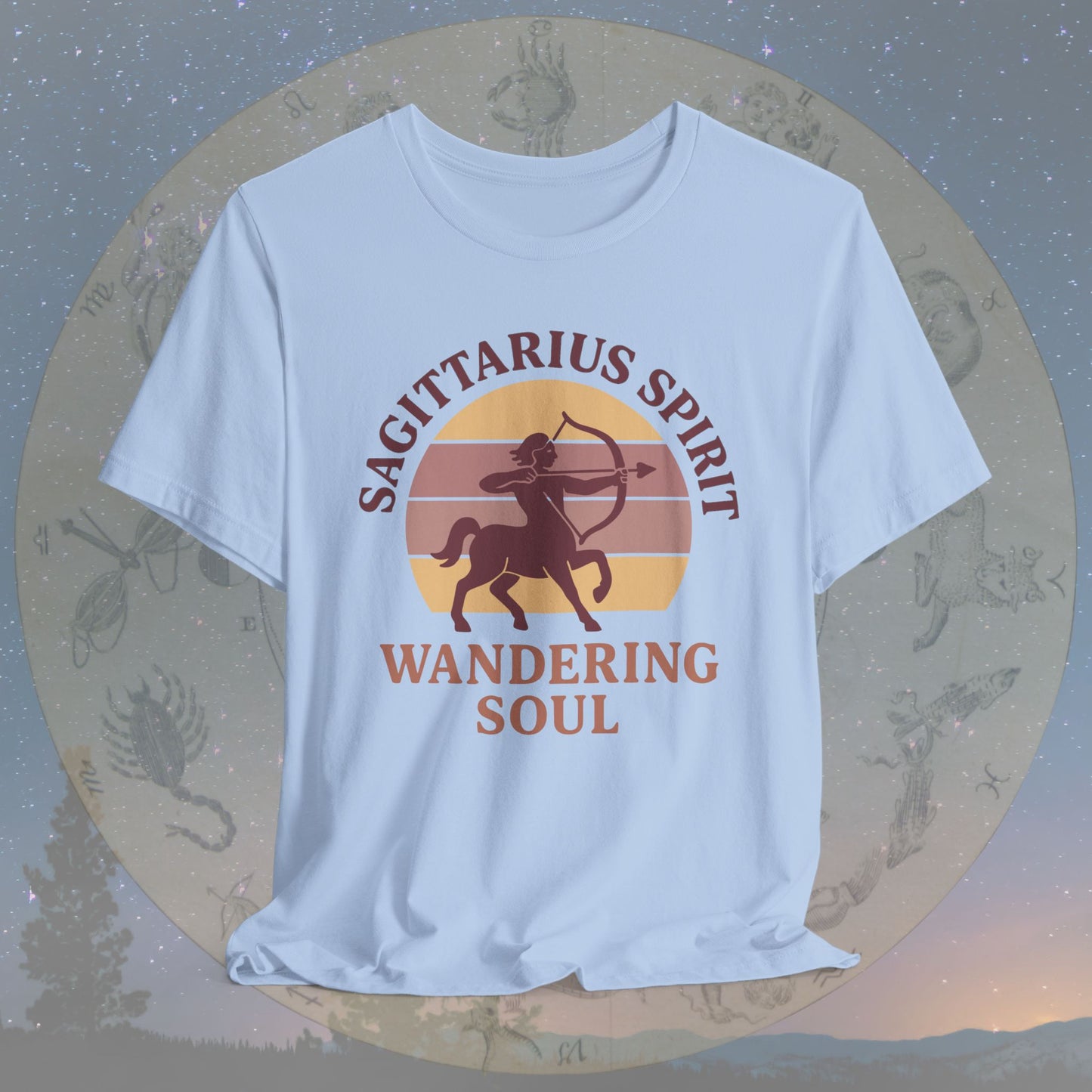 Retro Sunset Wandering Sagittarius Spirit T-Shirt