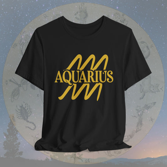 Aquarius Golden Zodiac Symbol T-Shirt