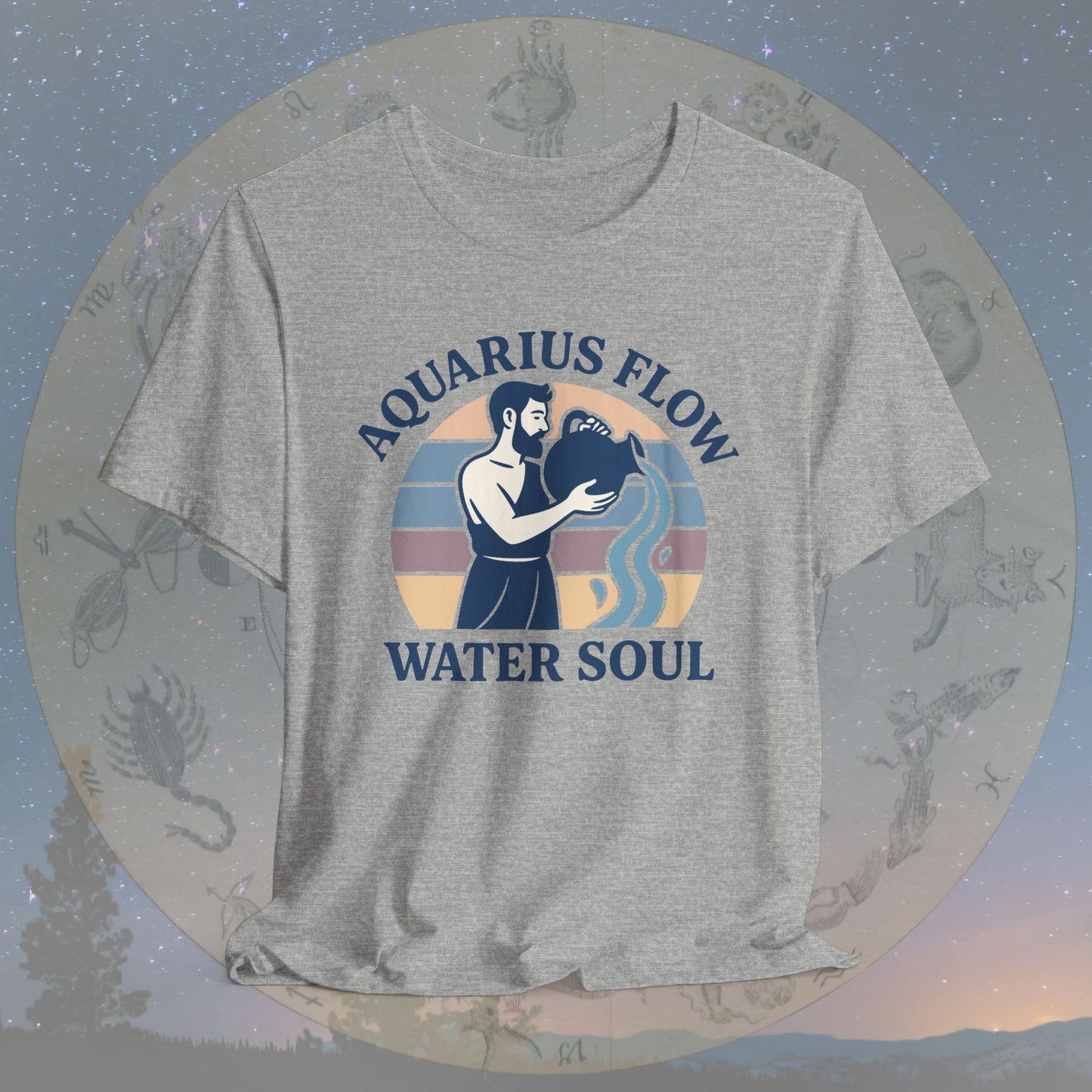 Retro Sunset Water Soul Aquarius Flow T-Shirt