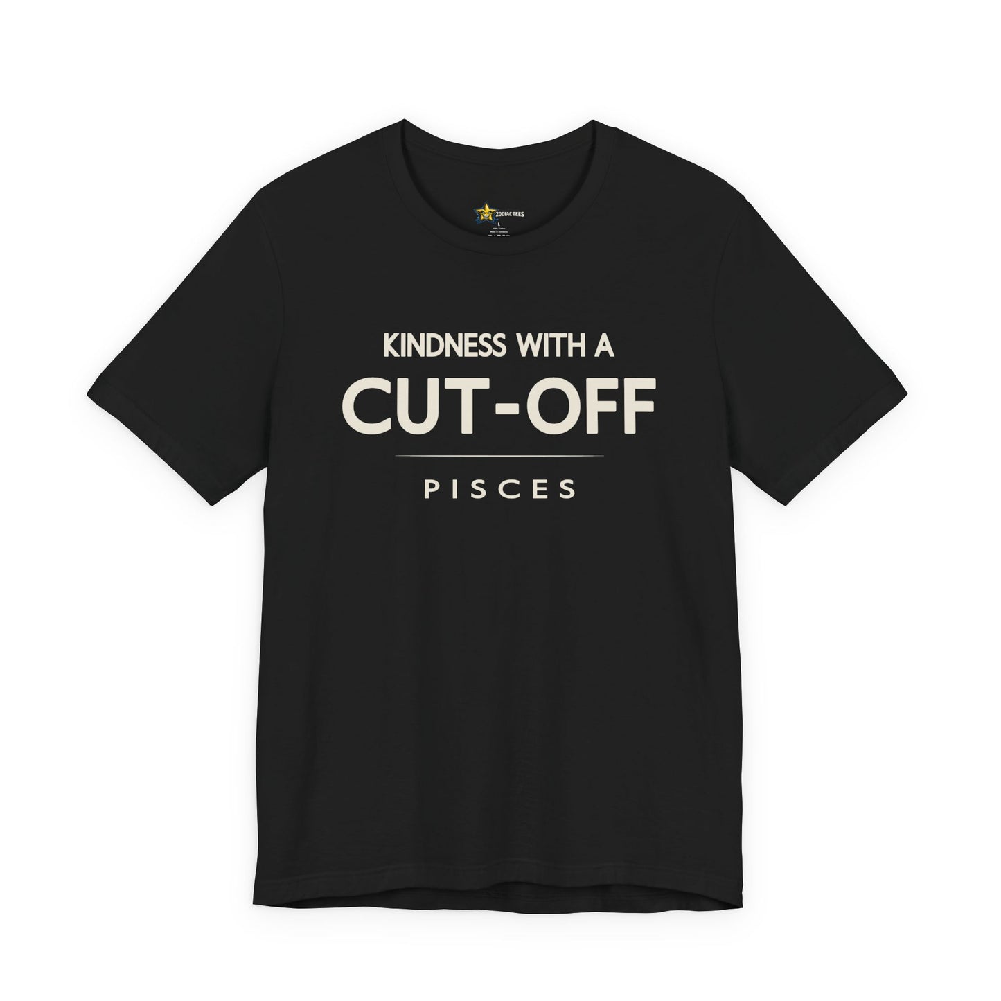 Pisces astrology t-shirt with bold typography quote on black background