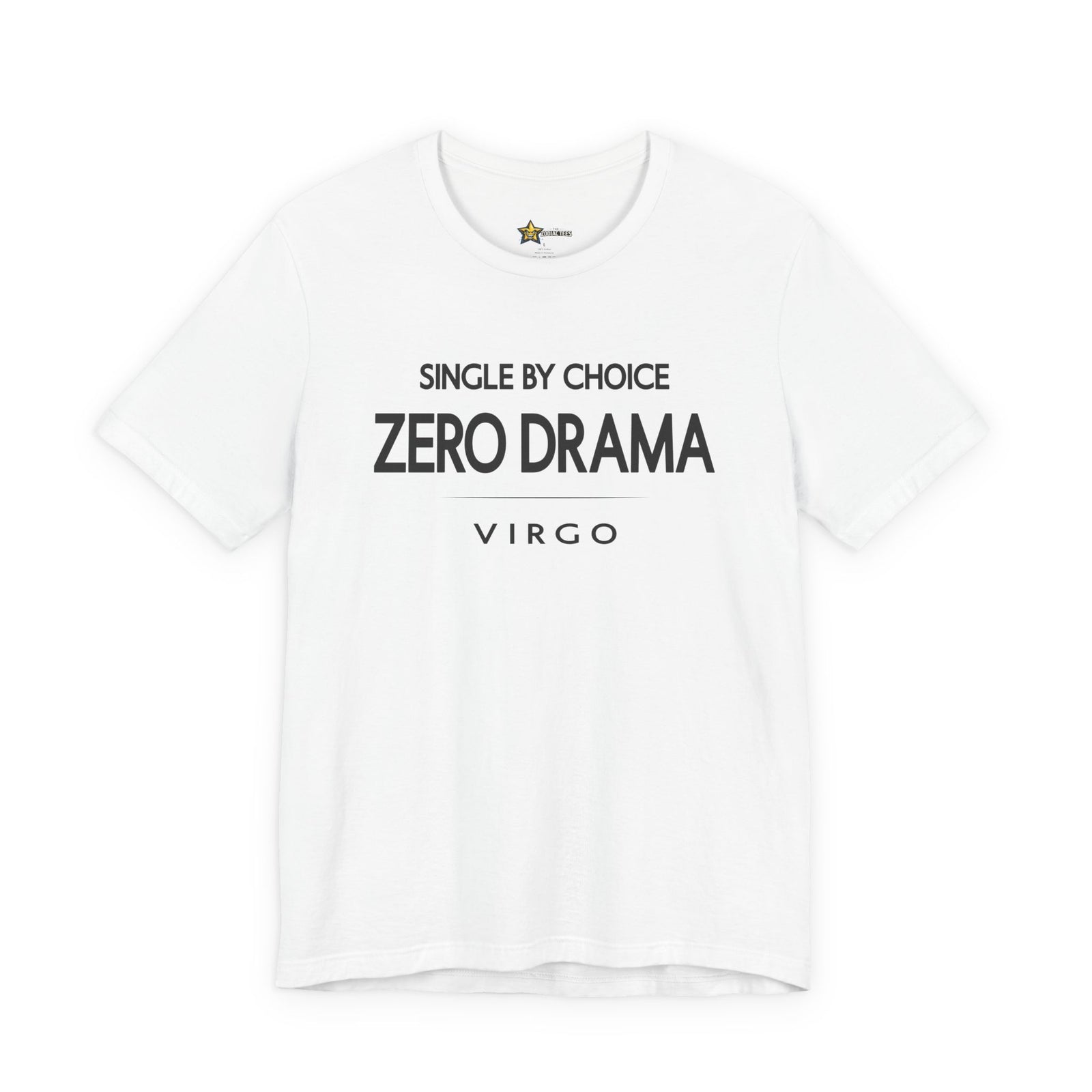 Virgo astrology t-shirt with bold typography quote on white background