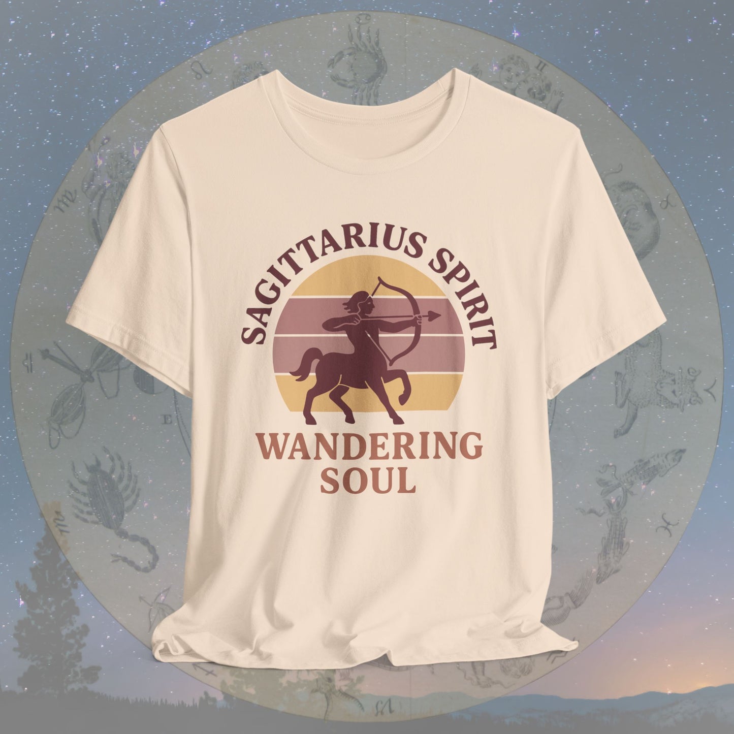 Retro Sunset Wandering Sagittarius Spirit T-Shirt
