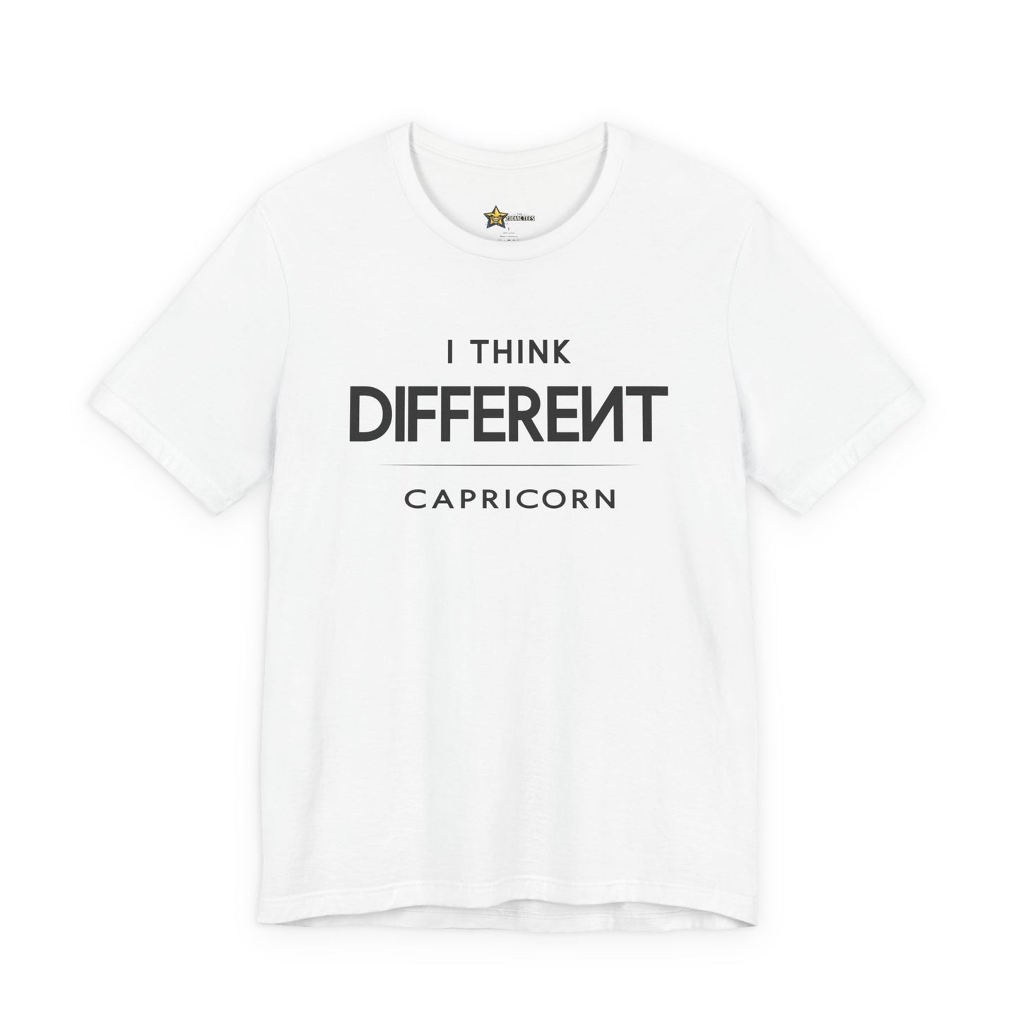 Capricorn astrology t-shirt with bold typography quote on white background