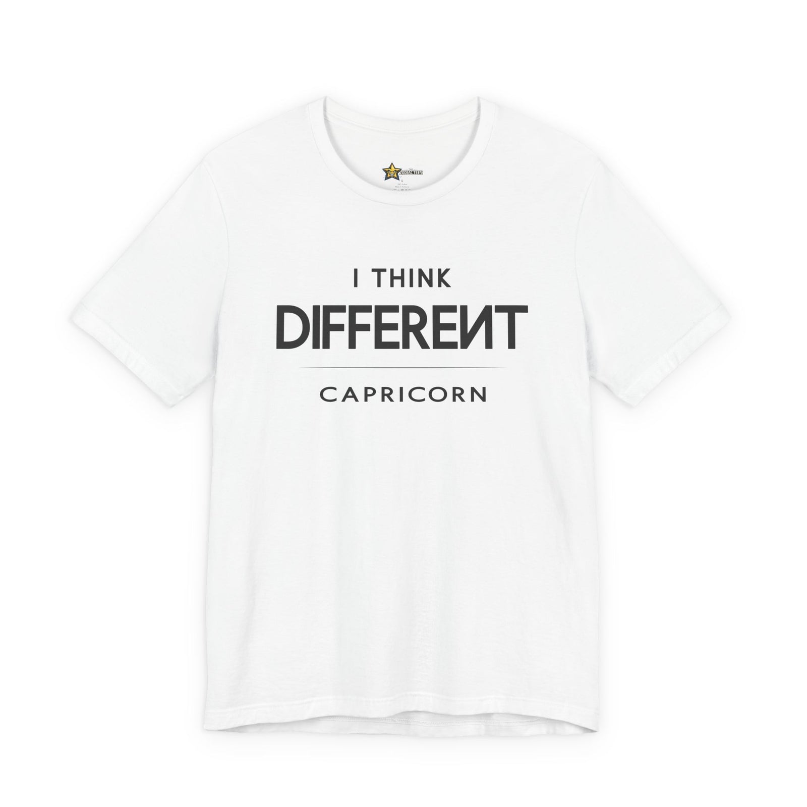 Capricorn astrology t-shirt with bold typography quote on white background