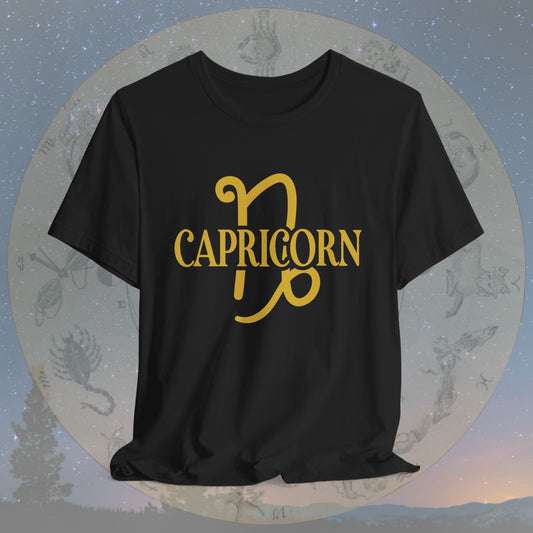 Capricorn Golden Zodiac Symbol T-Shirt