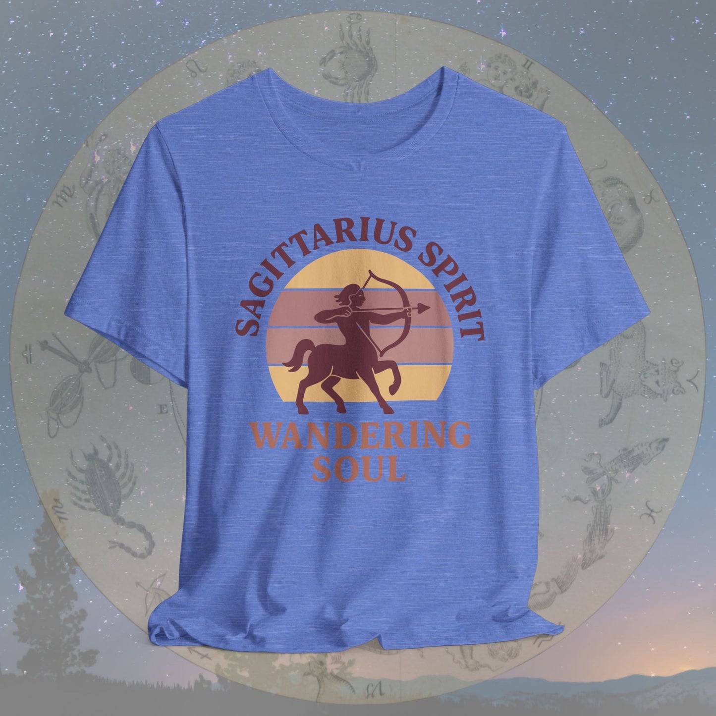 Retro Sunset Wandering Sagittarius Spirit T-Shirt