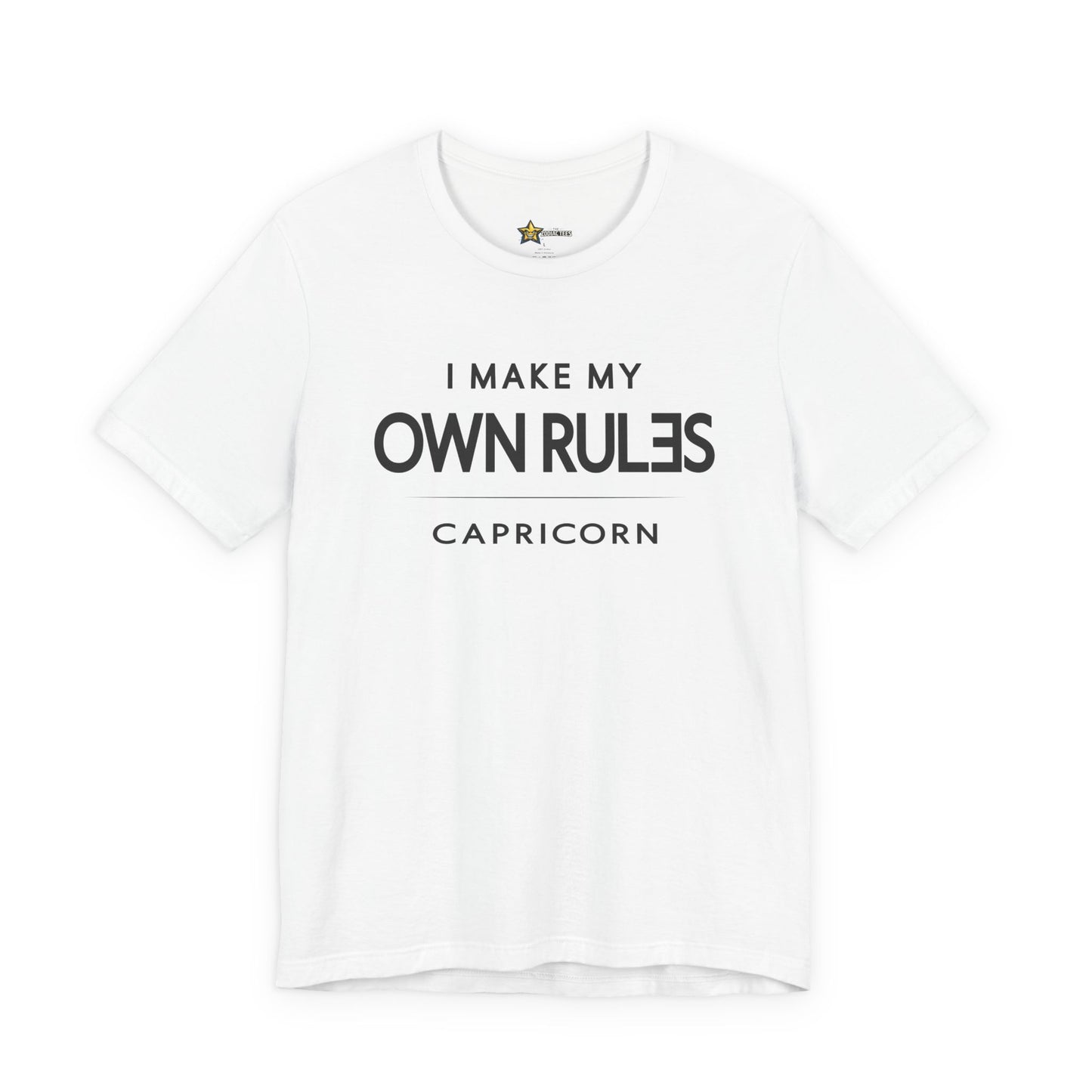 Capricorn astrology t-shirt with bold typography quote on white background