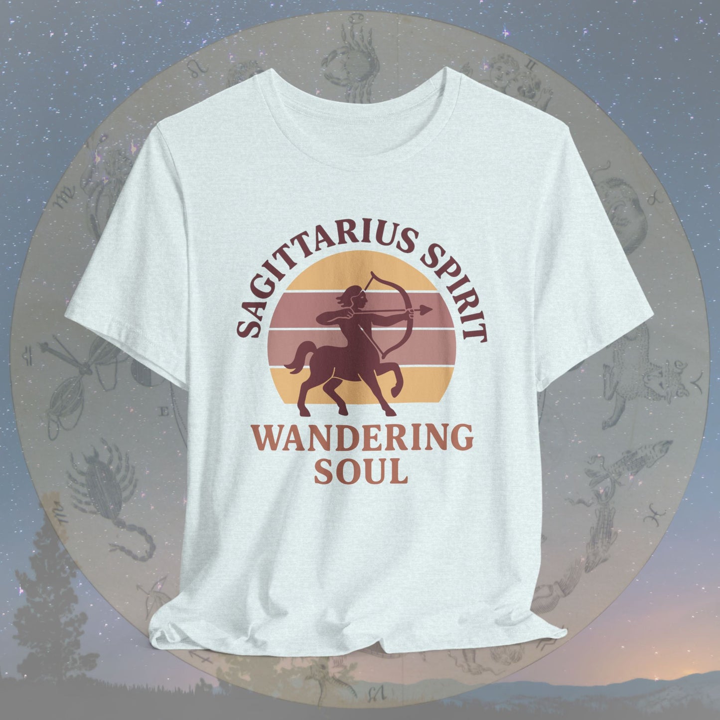 Retro Sunset Wandering Sagittarius Spirit T-Shirt