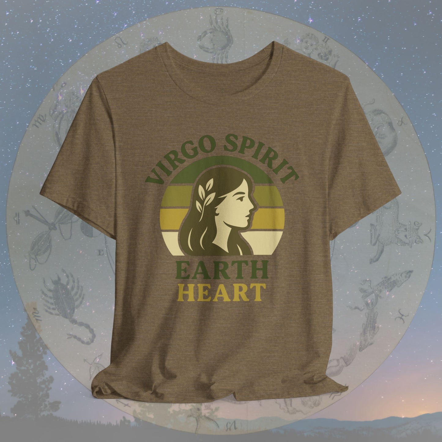 Retro Sunset Earth Heart Virgo Spirit T-Shirt