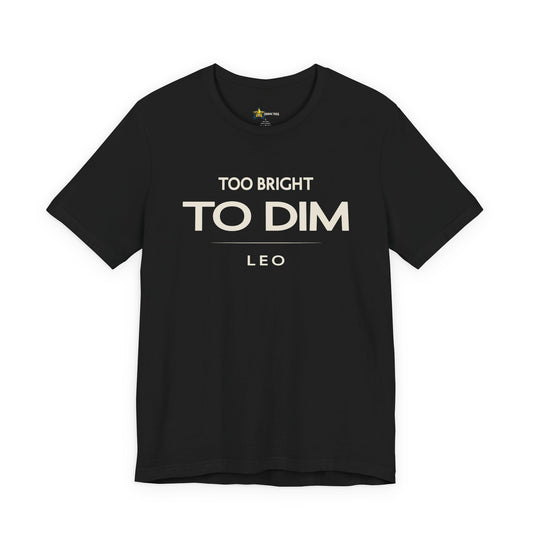 Leo astrology t-shirt with bold typography quote on black background