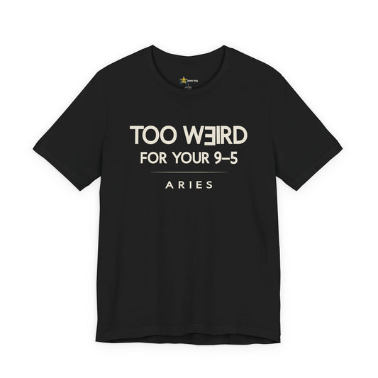 Aries astrology t-shirt with bold typography quote on black background