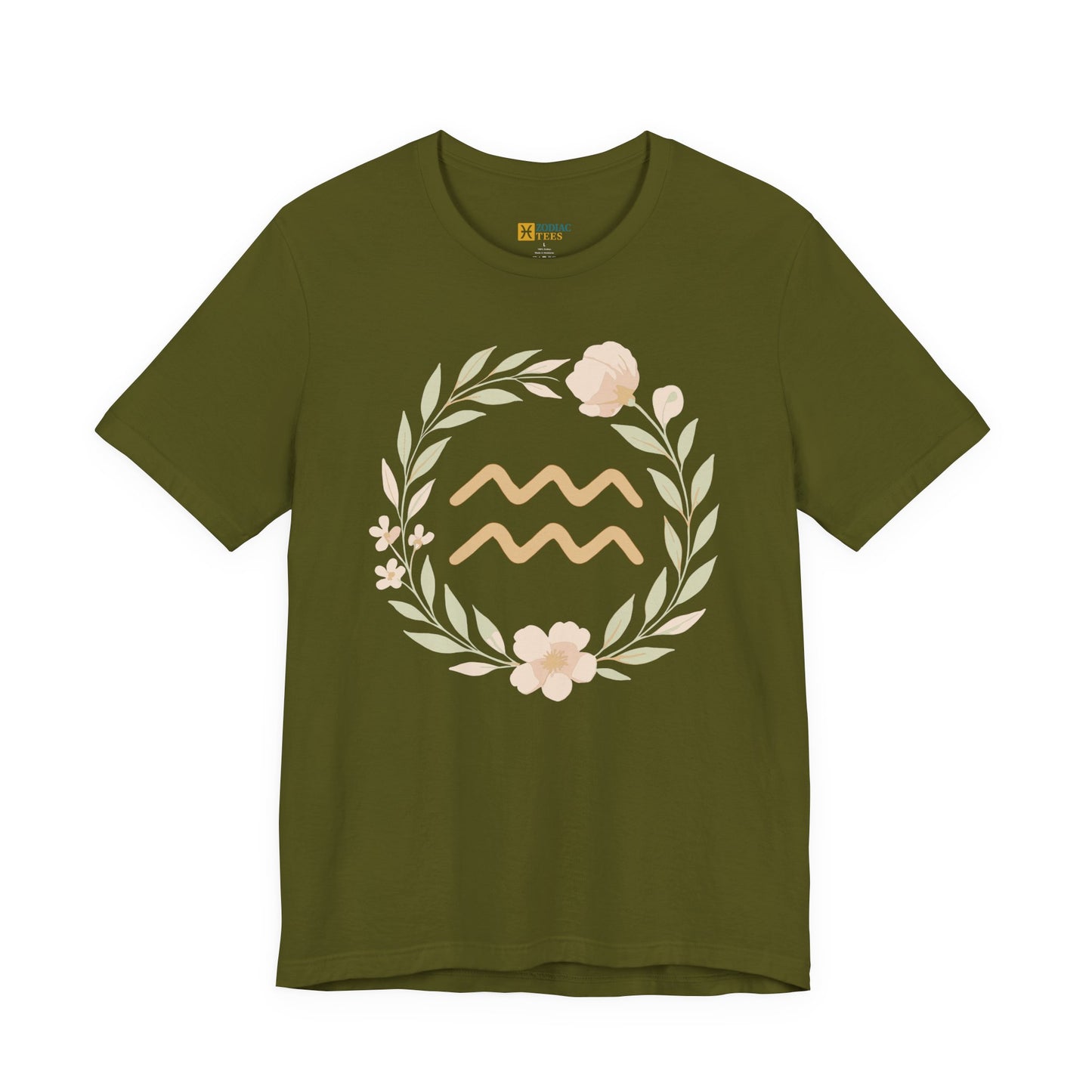 Aquarius Floral Symbol Zodiac T-Shirt – Gentle Air Sign Energy Tee