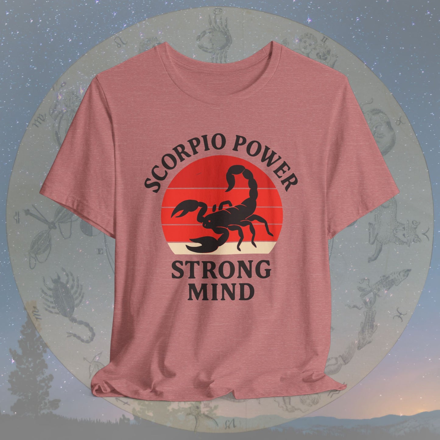 Retro Sunset Strong Mind Scorpio Power T-Shirt