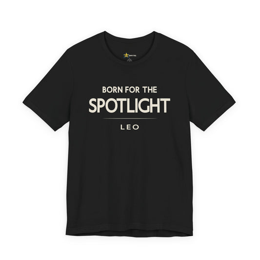 Leo astrology t-shirt with bold typography quote on black background
