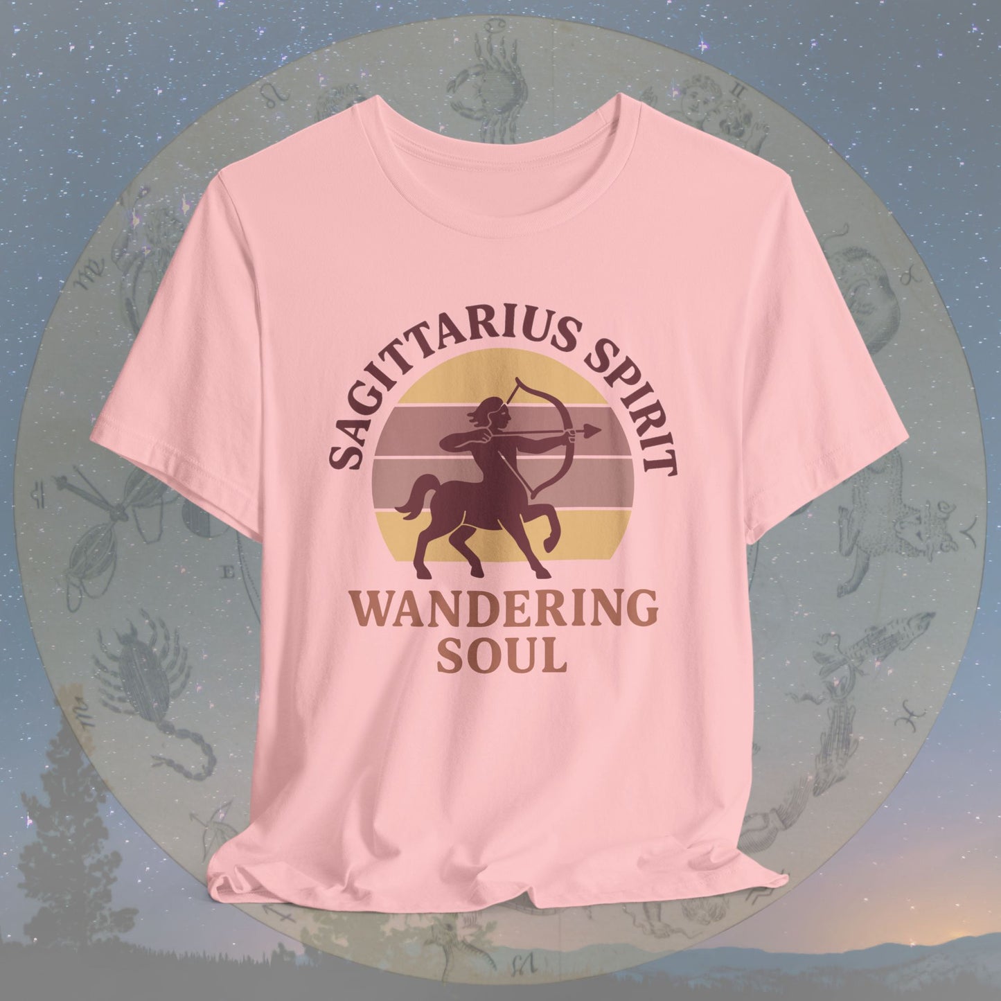 Retro Sunset Wandering Sagittarius Spirit T-Shirt