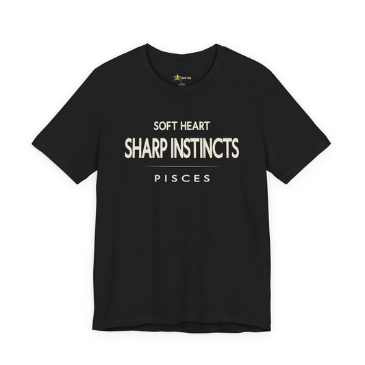 Pisces astrology t-shirt with bold typography quote on black background