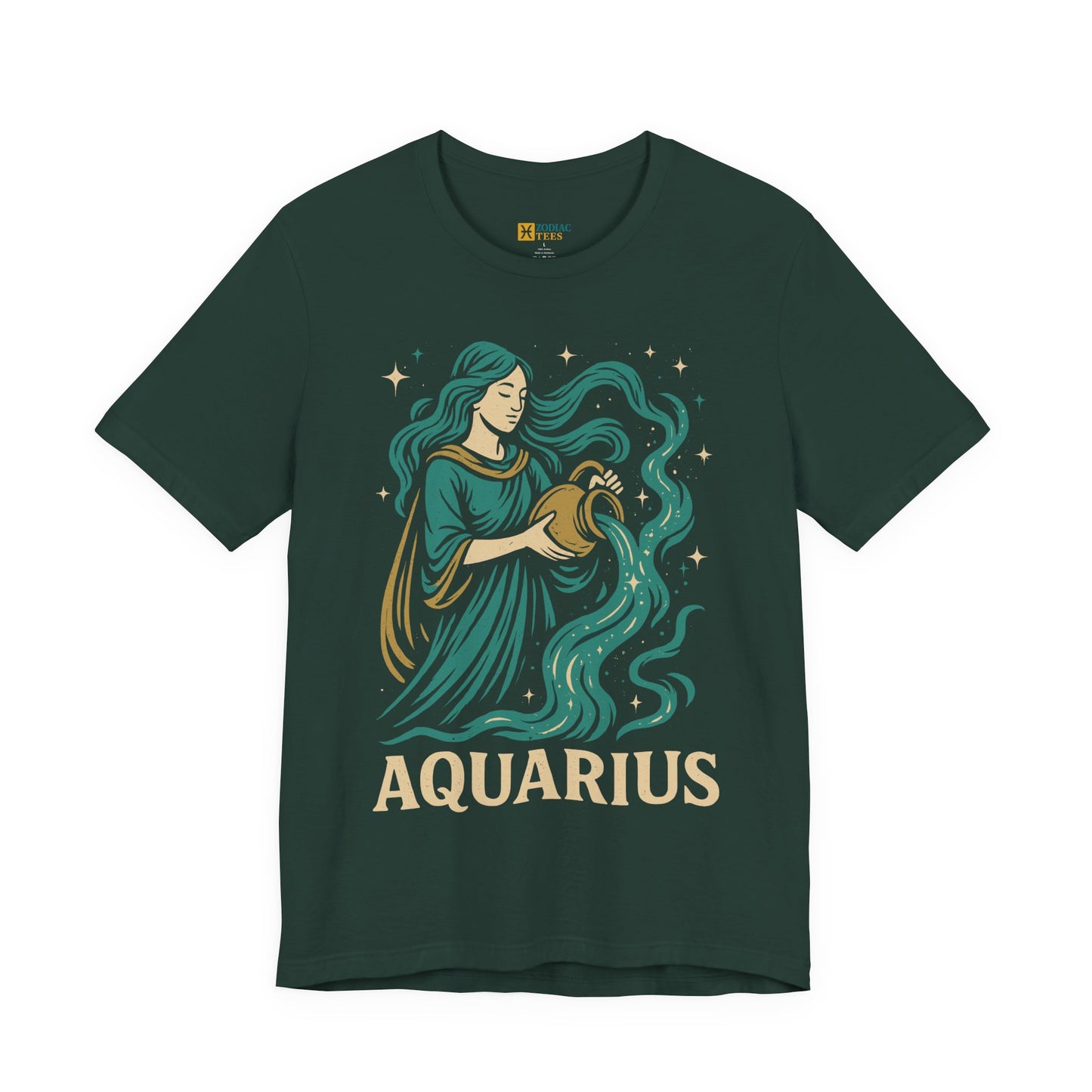 Aquarius Celestial Water Bearer T-Shirt – Visionary Zodiac Energy Tee