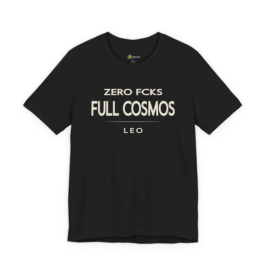 Leo astrology t-shirt with bold typography quote on black background