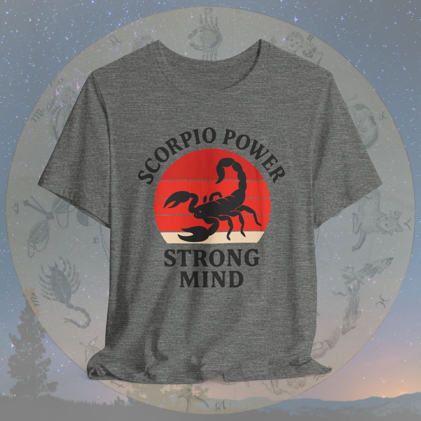 Retro Sunset Strong Mind Scorpio Power T-Shirt