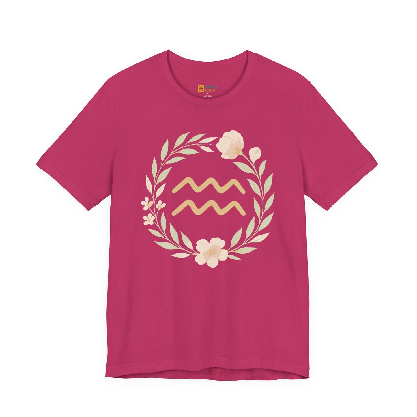 Aquarius Floral Symbol Zodiac T-Shirt – Gentle Air Sign Energy Tee