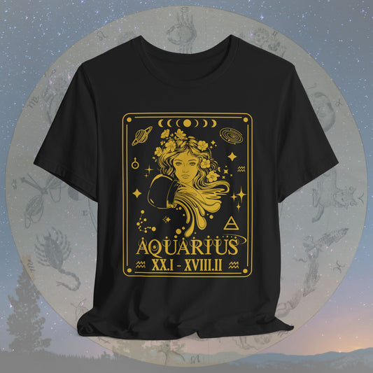 Aquarius Zodiac Sign Roman Dates Tarot T-Shirt