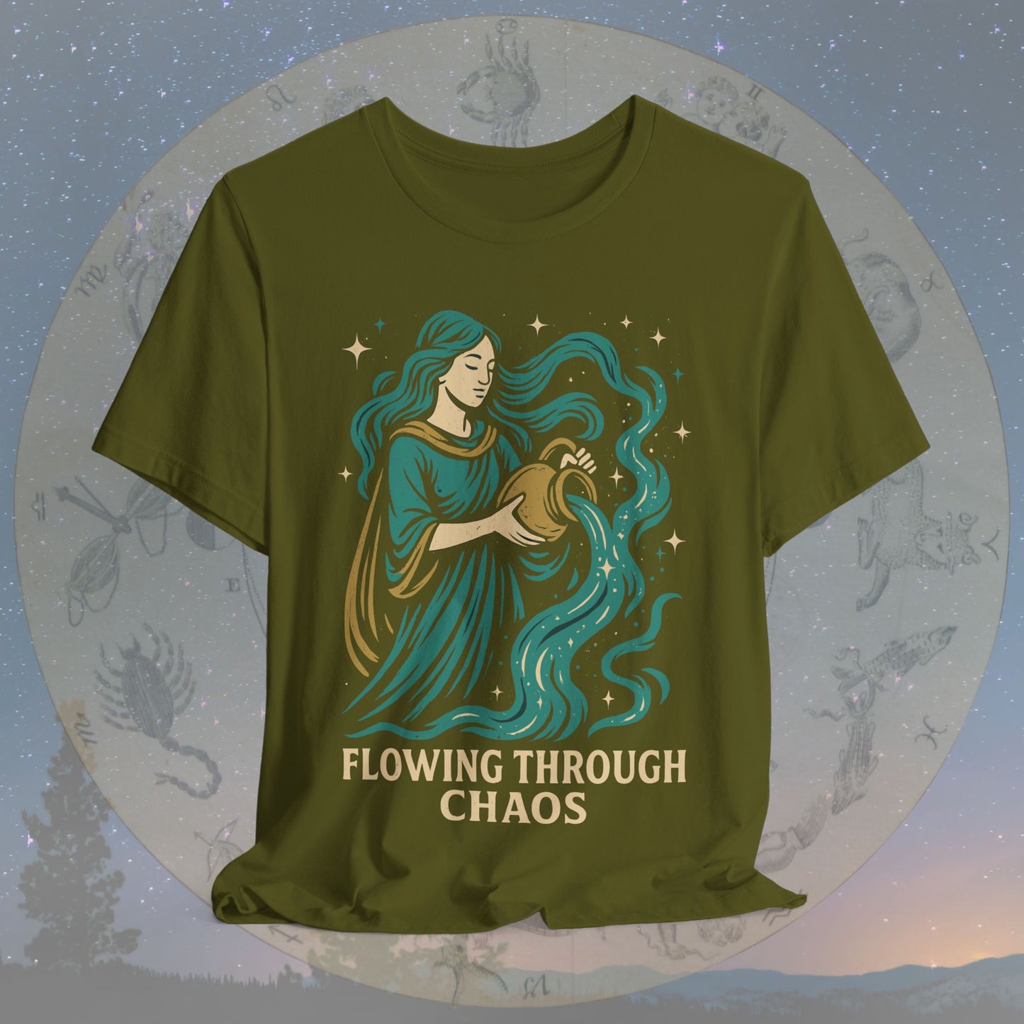 Free-Spirited Aquarius Flowing Through Chaos T-Shirt