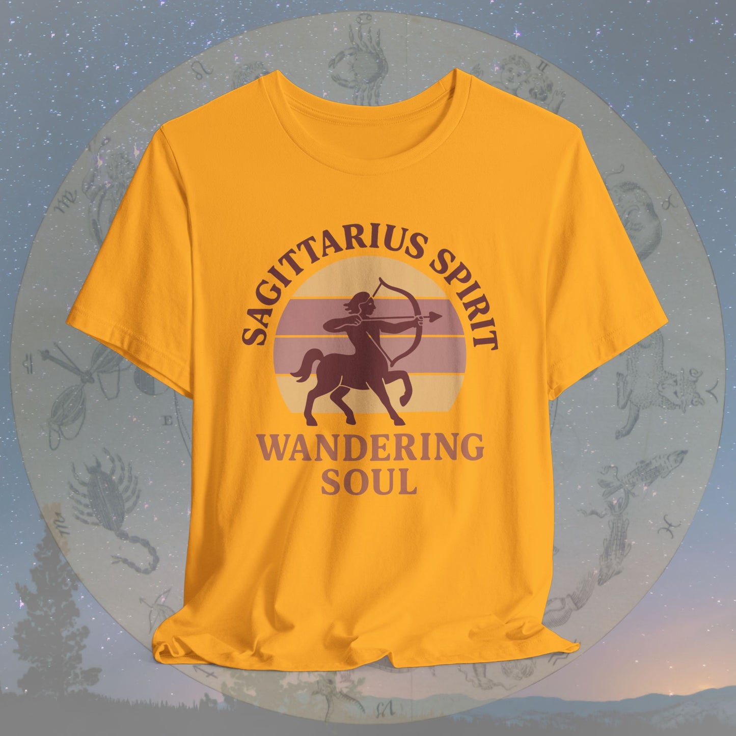 Retro Sunset Wandering Sagittarius Spirit T-Shirt
