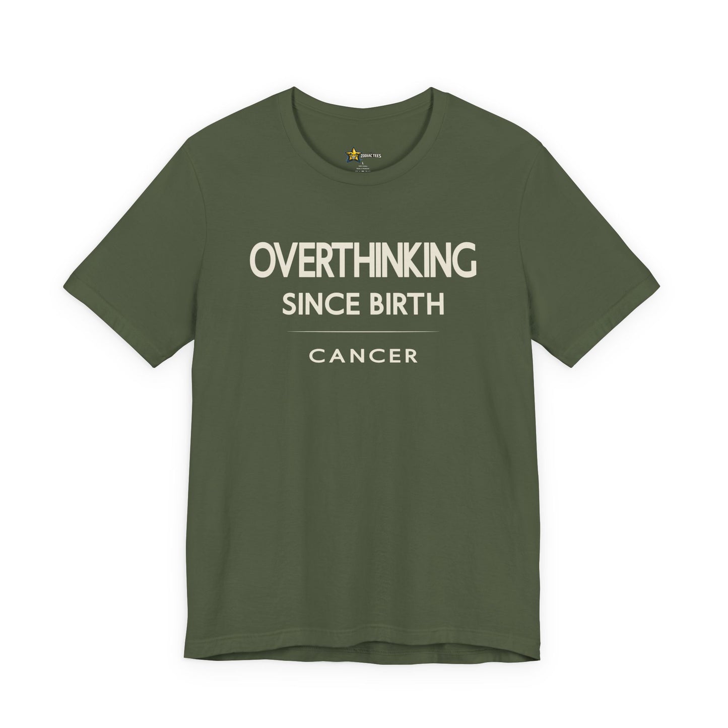 Cancer Minimal Attitude T-Shirt – Overthinking Since Birth Tee