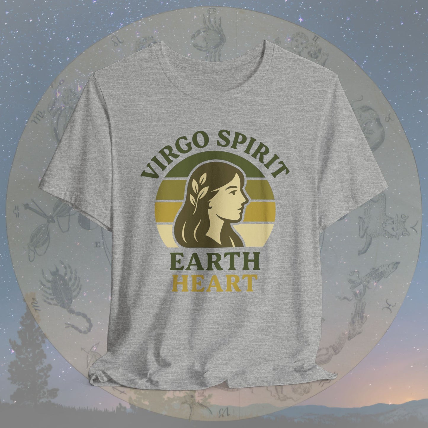 Retro Sunset Earth Heart Virgo Spirit T-Shirt