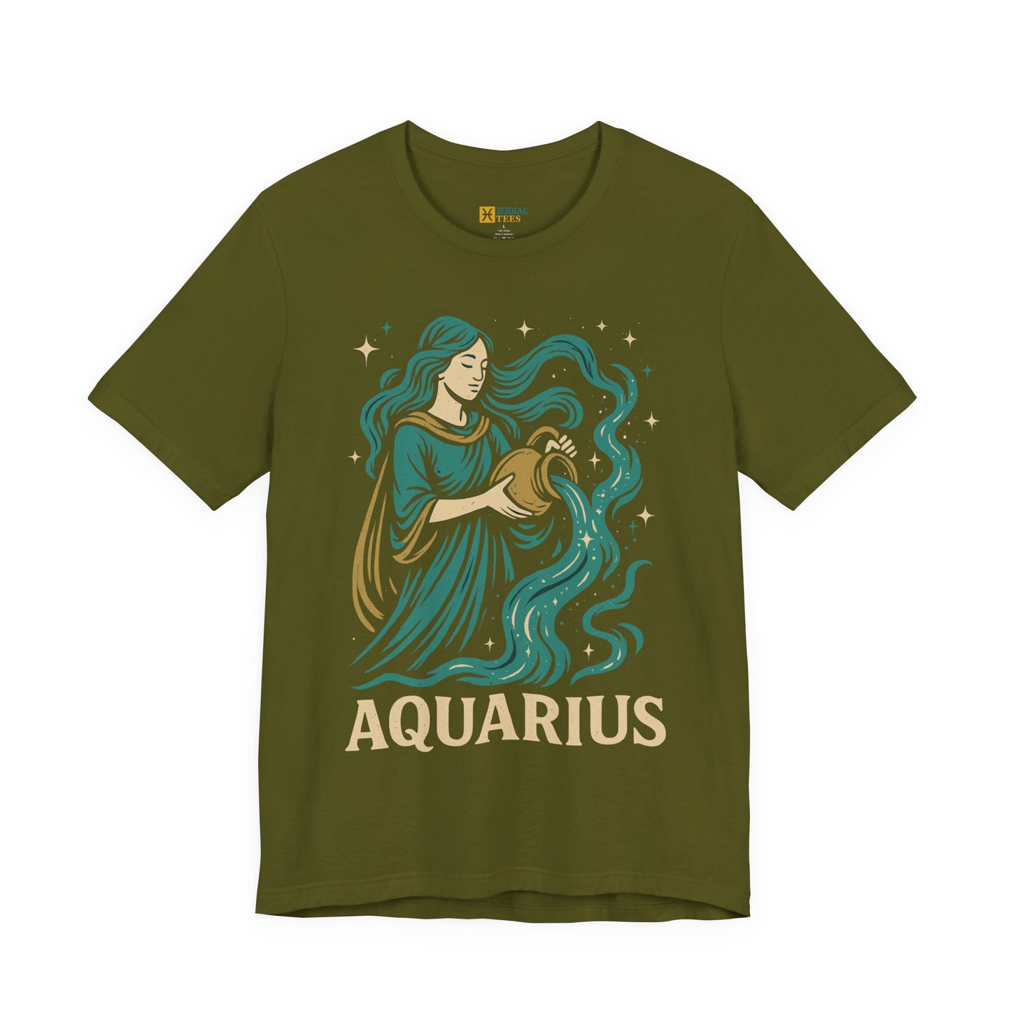 Aquarius Celestial Water Bearer T-Shirt – Visionary Zodiac Energy Tee