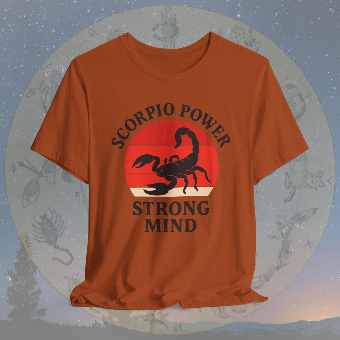 Retro Sunset Strong Mind Scorpio Power T-Shirt