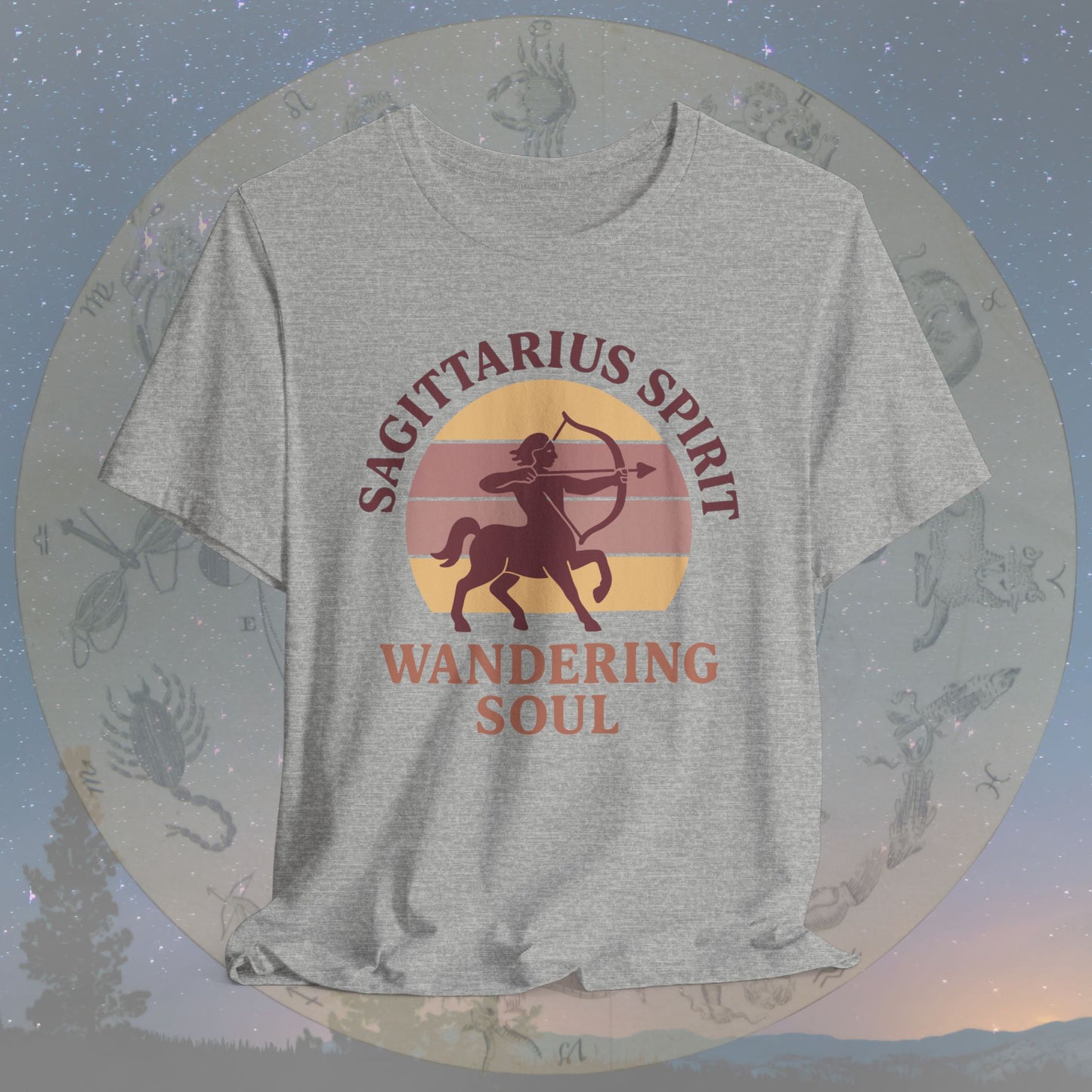 Retro Sunset Wandering Sagittarius Spirit T-Shirt