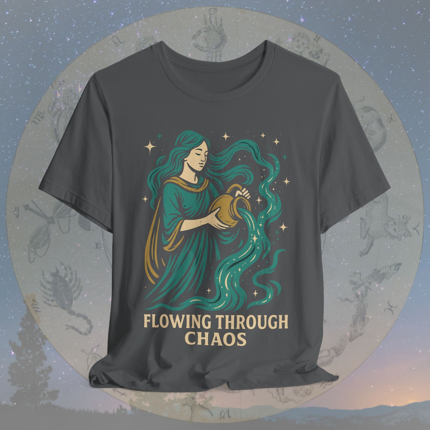 Free-Spirited Aquarius Flowing Through Chaos T-Shirt