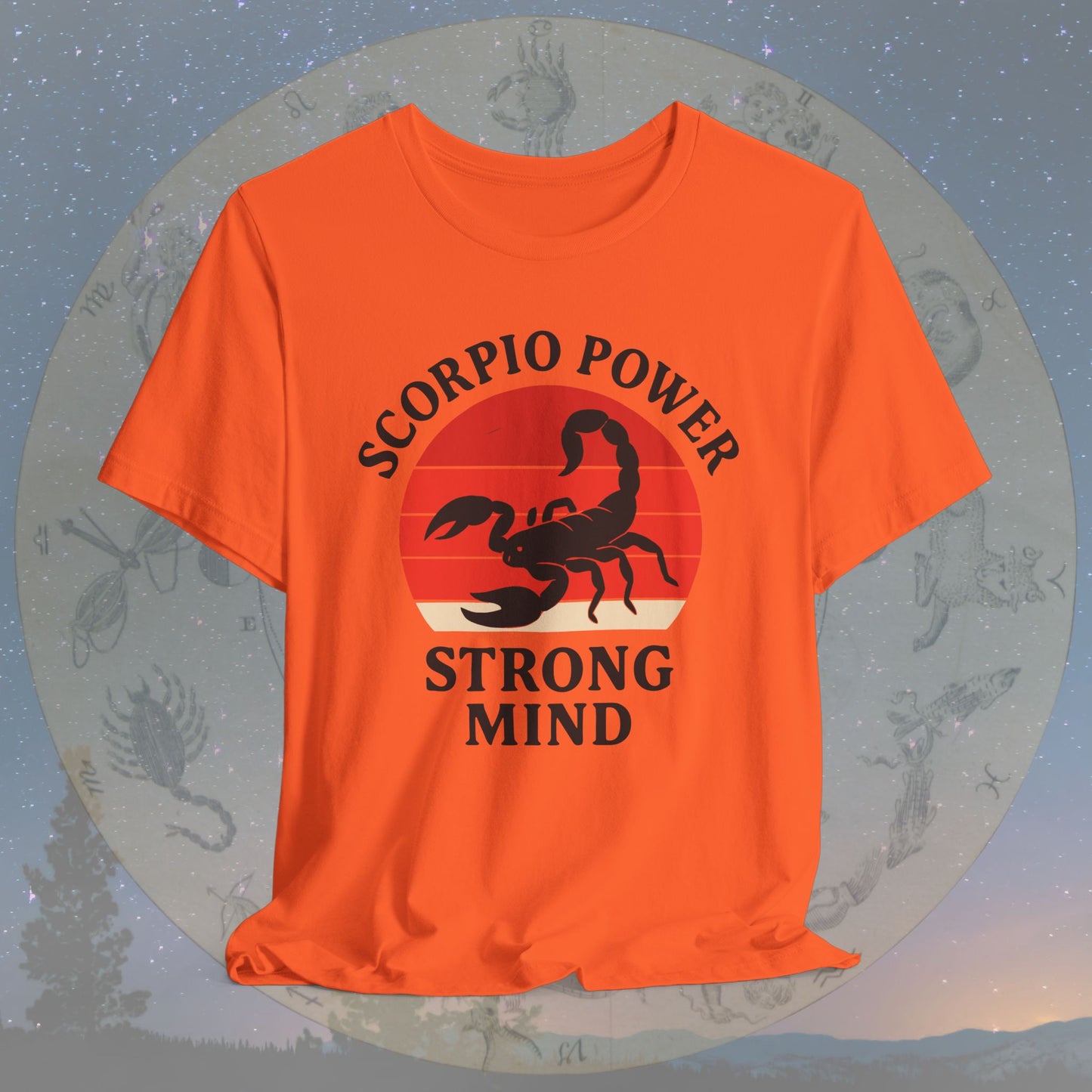 Retro Sunset Strong Mind Scorpio Power T-Shirt