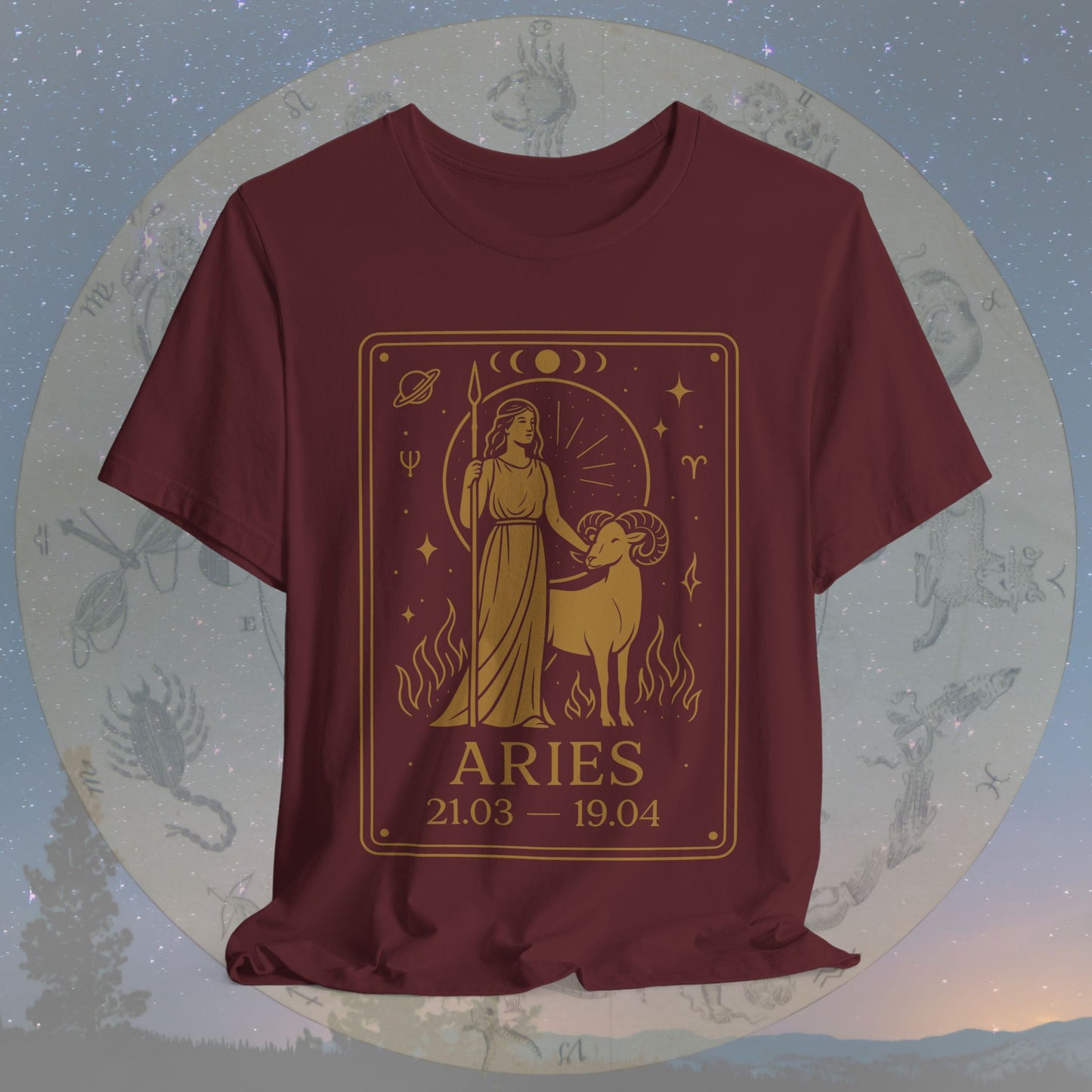 Mystic Fire Aries Zodiac T-Shirt