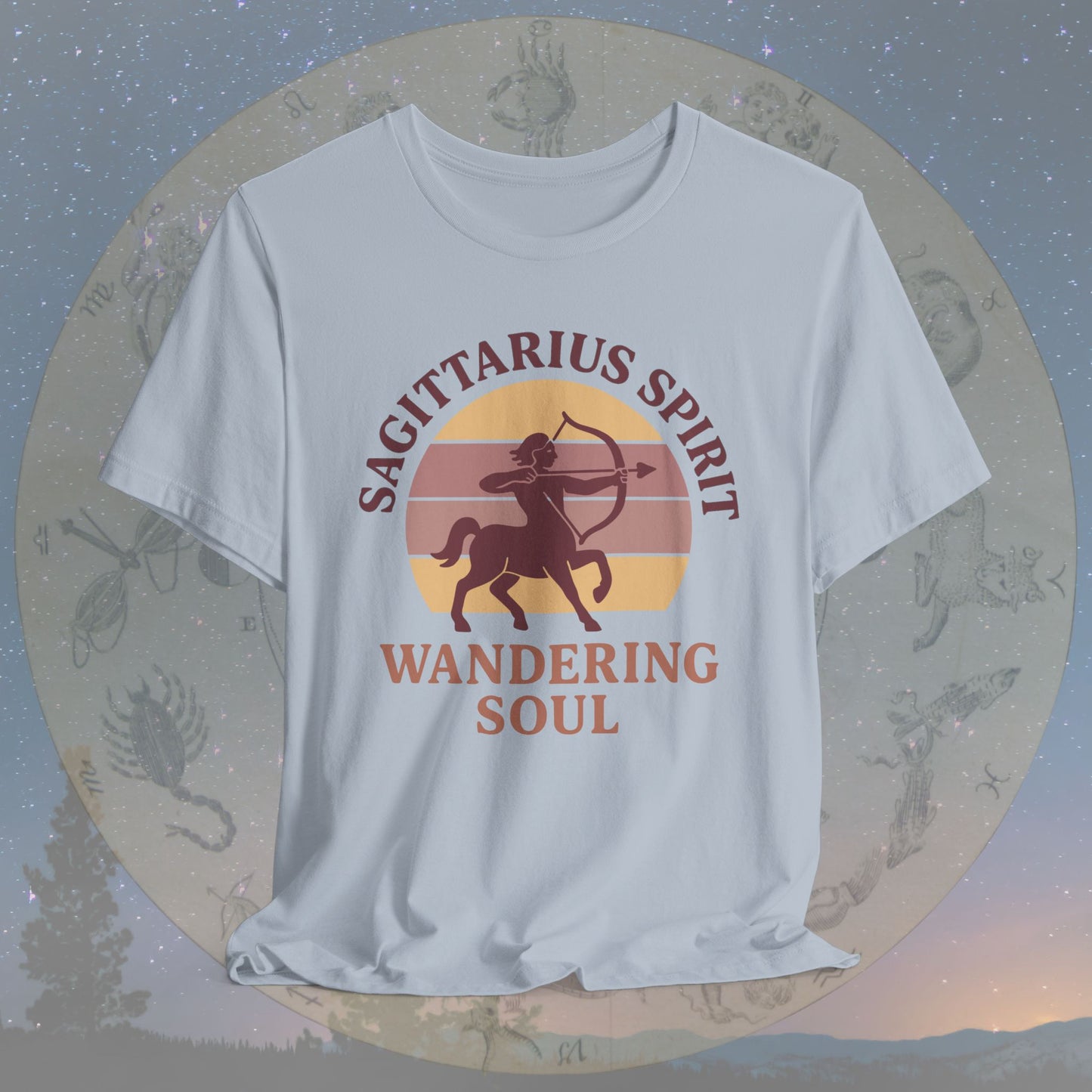 Retro Sunset Wandering Sagittarius Spirit T-Shirt