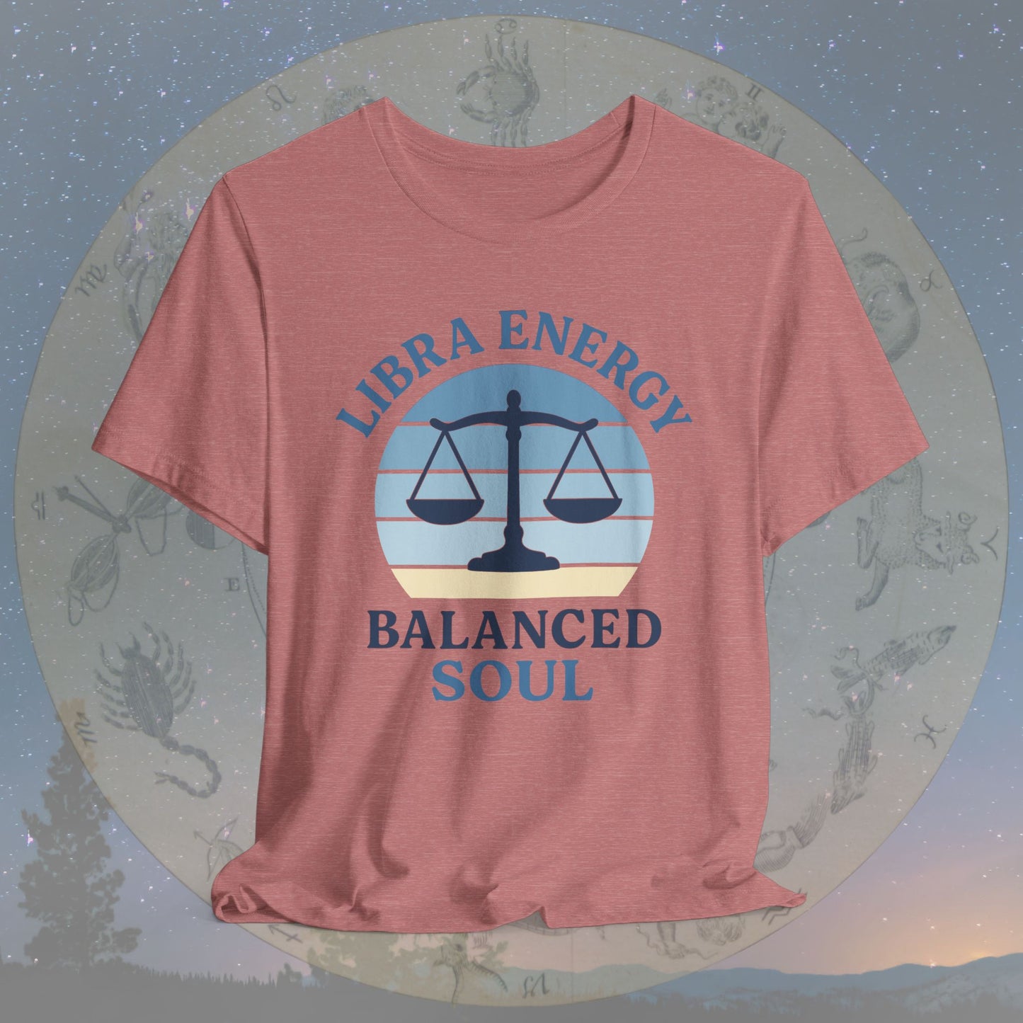 Retro Sunset Balanced Libra Energy T-Shirt
